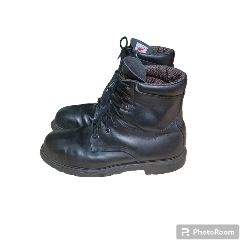 COPY - Red Wing Men's Black Leather Gore-Tex  Steel Toe Work Boots. Size 12